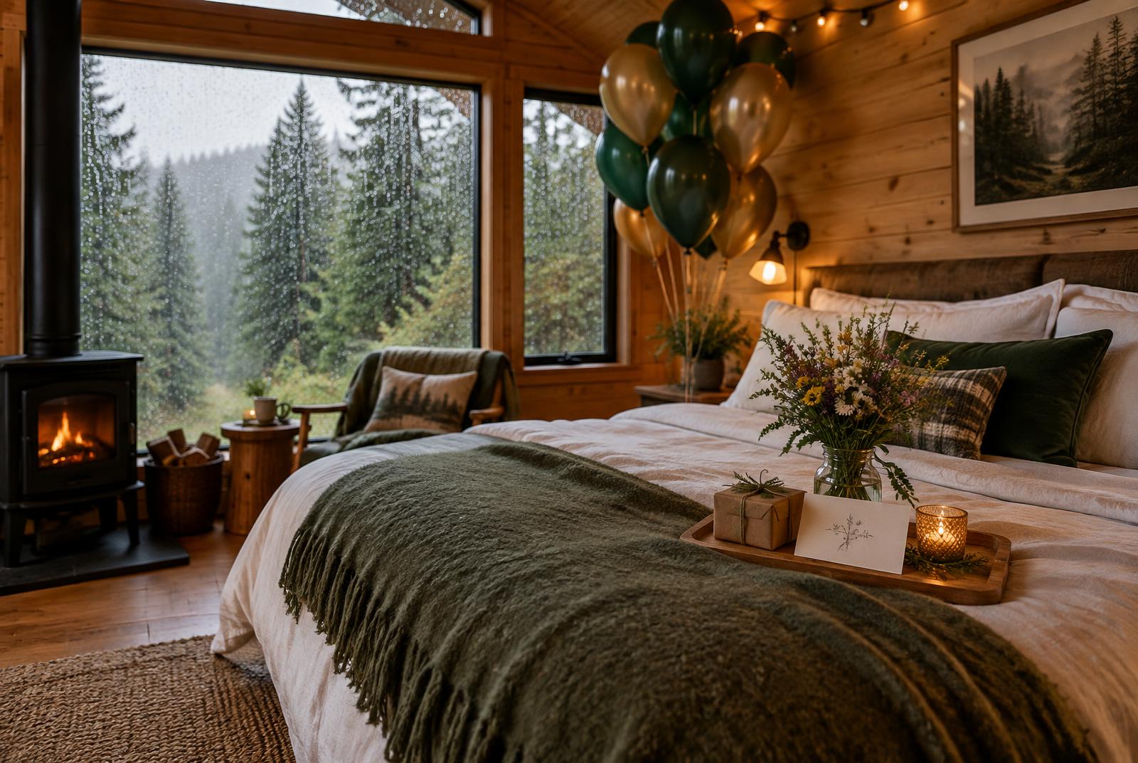 A beautifully decorated cabin ready for a special arrival