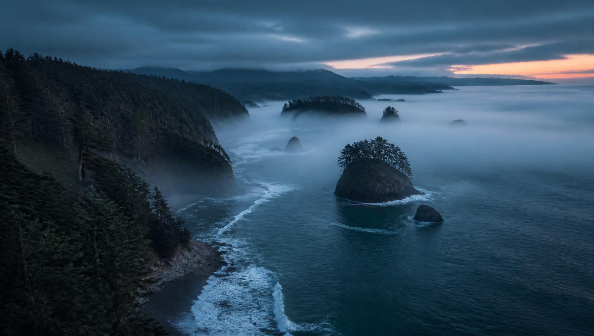 Olympic Peninsula coastline at dusk