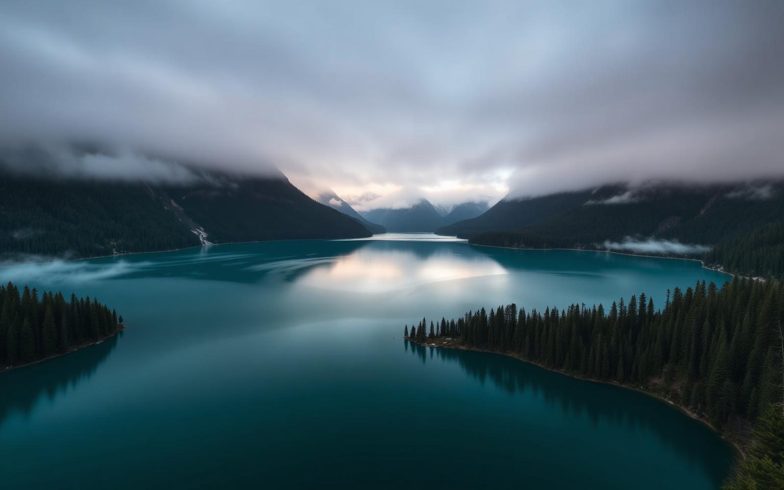Turquoise Lake Crescent framed by forested mountain ridges